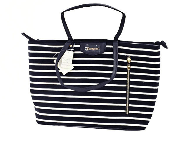 トートバッグ レディース 2WAY仕様 A4 ボーダー柄 無地 ネイビー拍卖