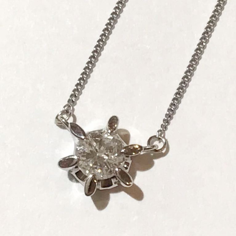 ☆Pt850/Pt900 ダイヤ0.33ct付きプチネックレス☆拍卖