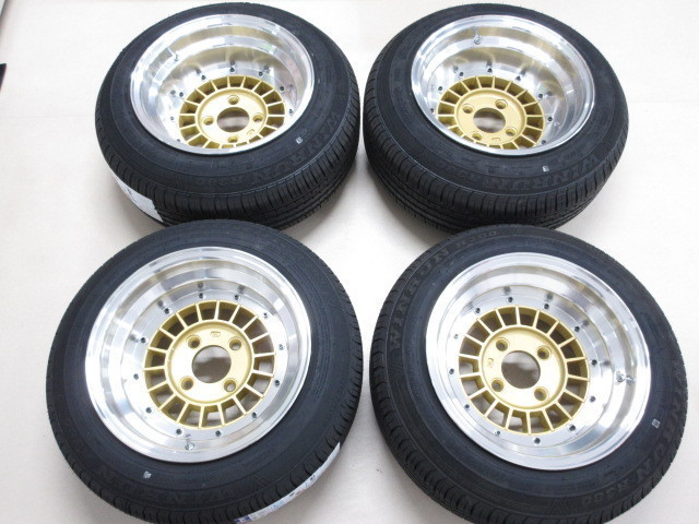 新品 復刻版 タイヤ付 フォーカスレーシング 金 (14インチ 4H 9J PCD114.3 -25 2本) (14インチ 4H 8J PCD114.3 -13 2本) 4本セット拍卖