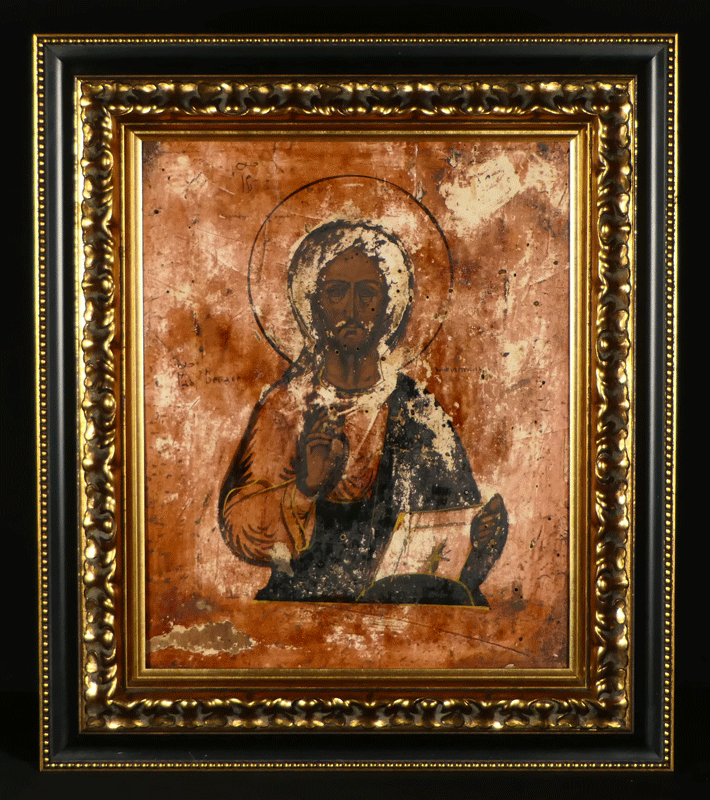 ★名品【 ロシアイコン イエス・キリスト像 】聖像画 ハリストス 古美術 波兎 拍卖