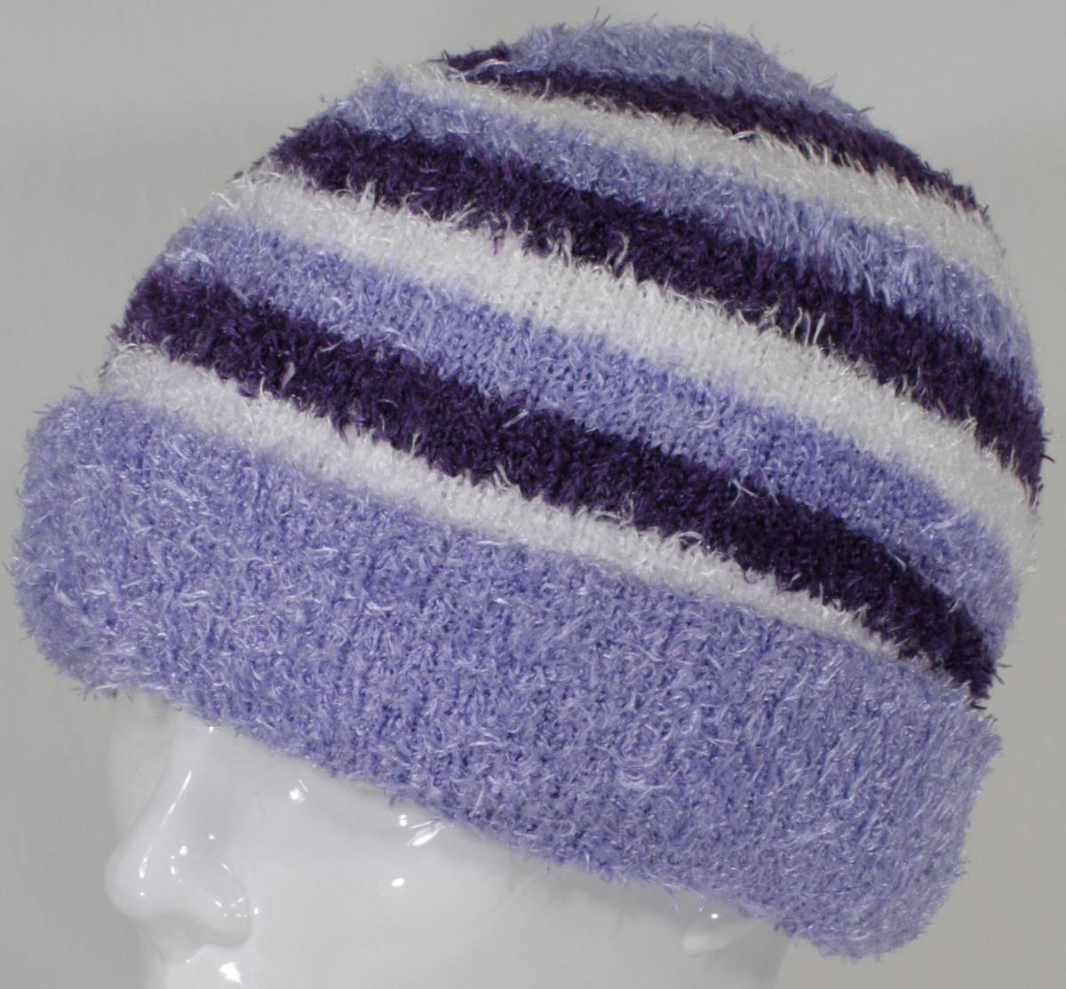 新品 キッズ・ジュニア ふわふわニットキャップ ニット帽 カラー パープル サイズ ジュニアフリー 品番1536拍卖