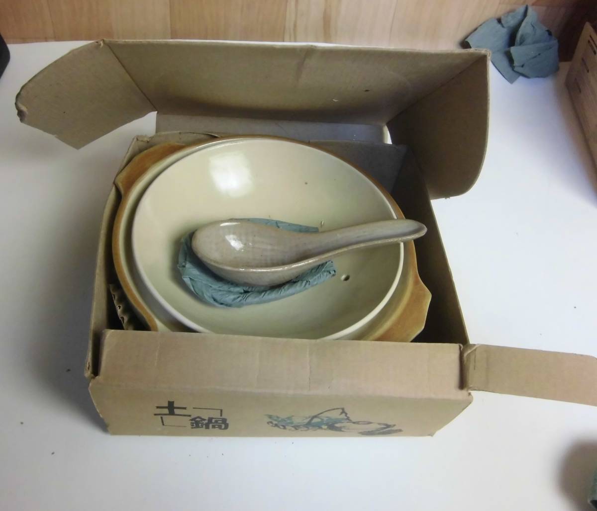 【未使用】 土鍋 17.0cm 1人用 スプーン付き拍卖