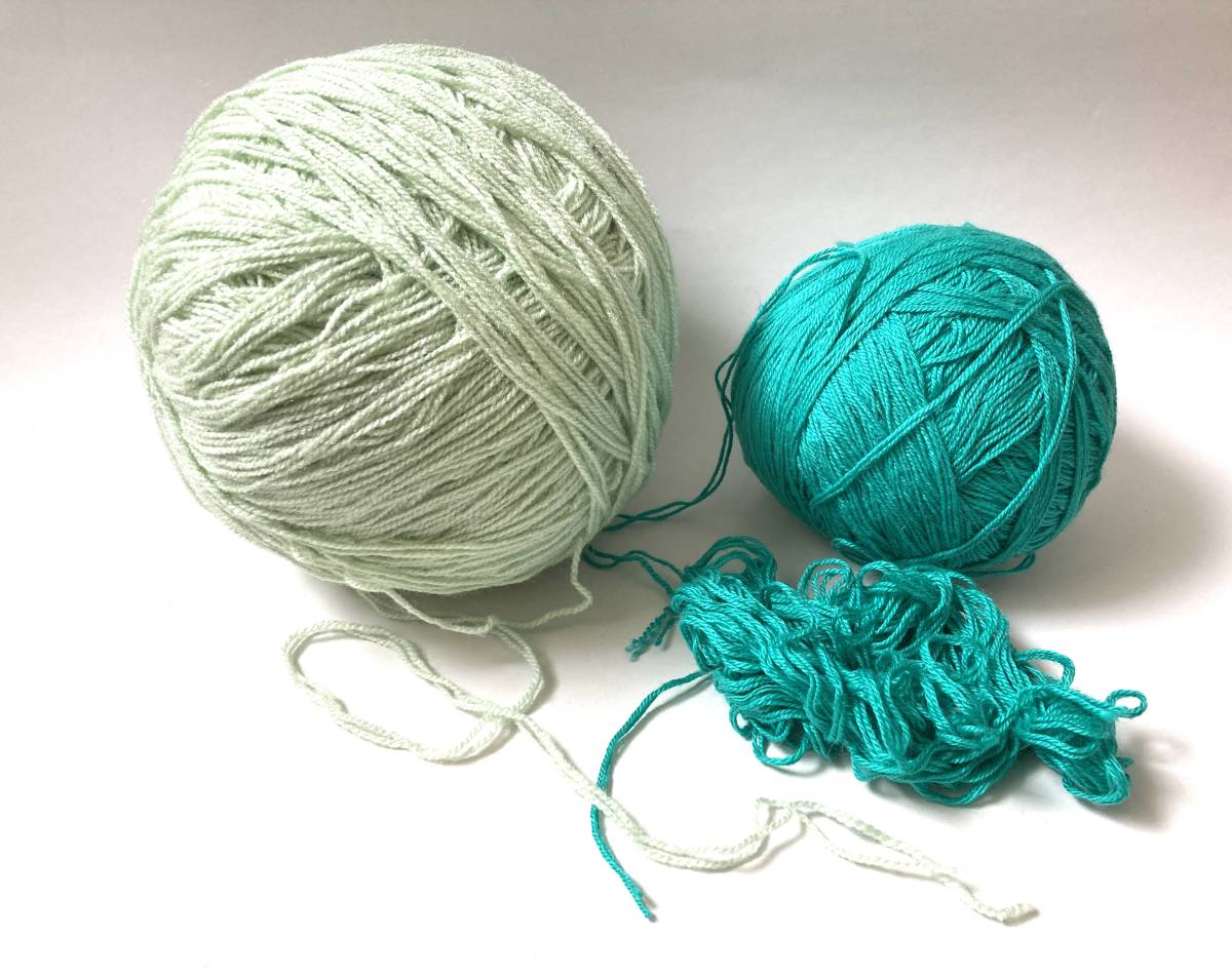 【中古】毛糸 毛糸玉 緑 薄緑 グリーン 117g ライトグリーン 240g 細糸 2㎜ 拍卖