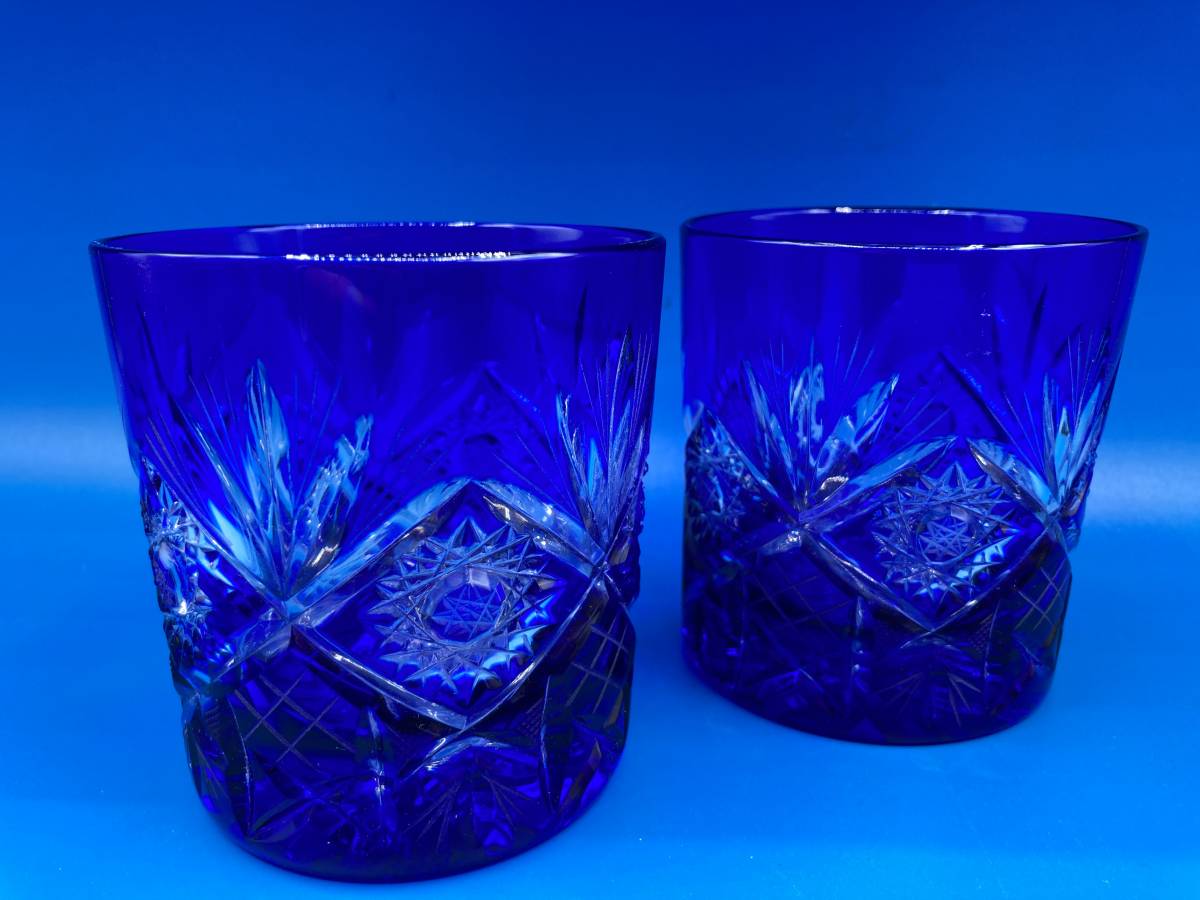 【未使用 箱あり 2個セット】POLONIA ポロニア ★ロックグラス 切子 2個 ★サイズ 85×90mm拍卖