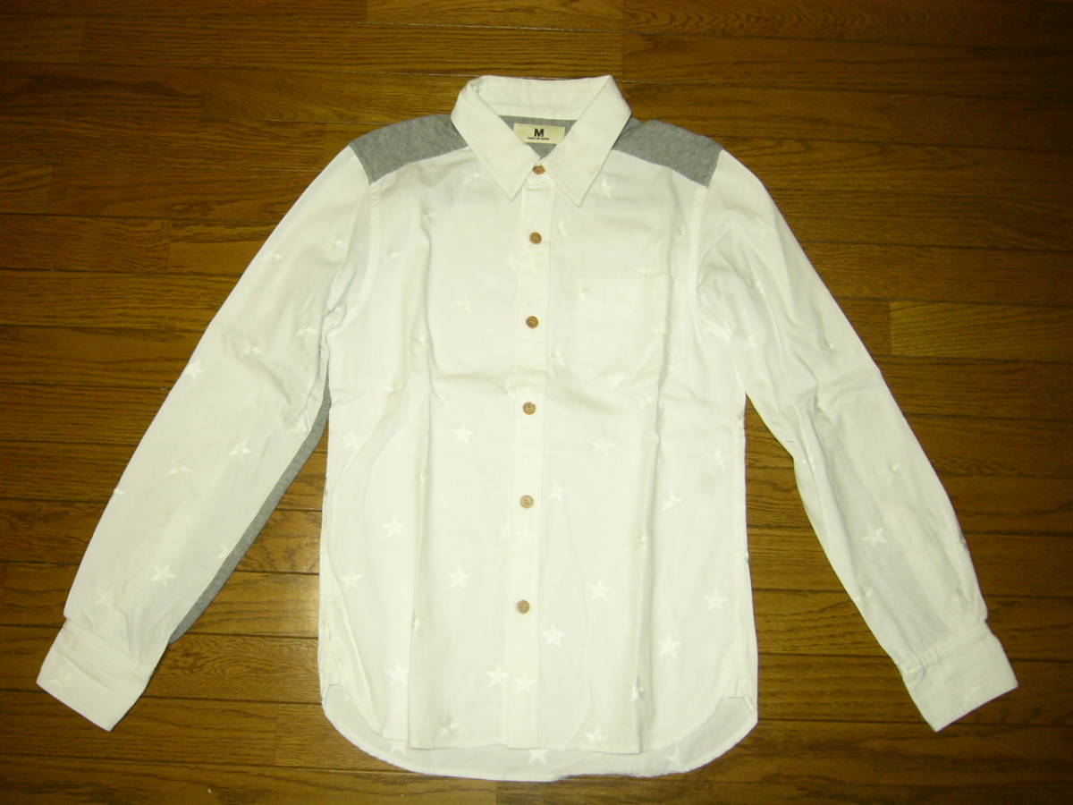 M エム スター刺繍 ドット柄 シャツ XS 白 ステッチ 長袖 / ☆ 星 star TMT M THANK YOU FRIENDS拍卖