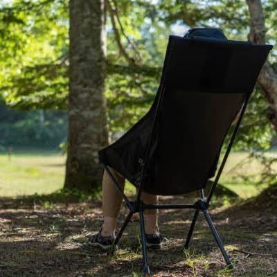 セット割!ハイバックアウトドアチェア 黒 折りたたみ 超軽量 キャンプ 収納袋付拍卖
