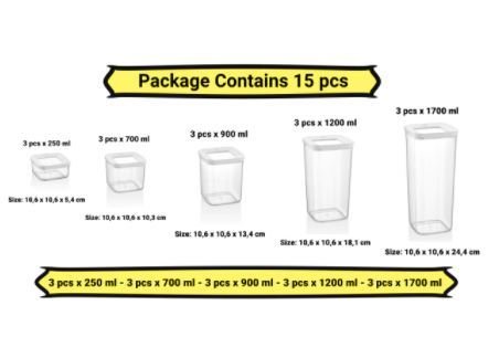 【15個セット】キッチン食品用収納ボックス,透明,気密オーガナイザー拍卖