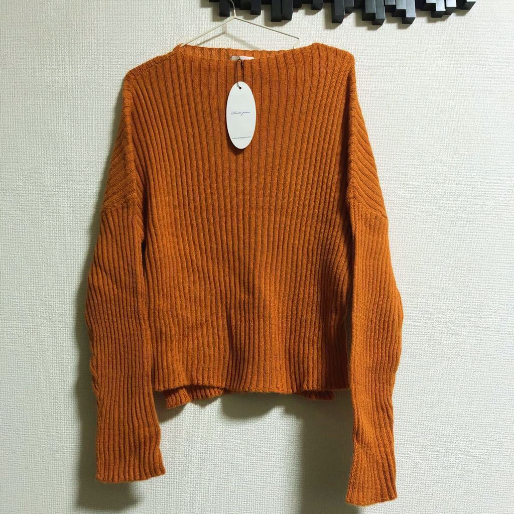 M 新品タグ付 シエスタポー 定価28,600円 Siesta peau boatneck knit ボートネック ニット セーター アルパカ100% キャメル 拍卖
