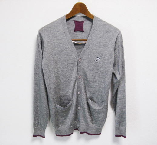 KLEIN PLUS ミッシェル クラン 音符刺繍 カーディガン サイズ50 グレー拍卖