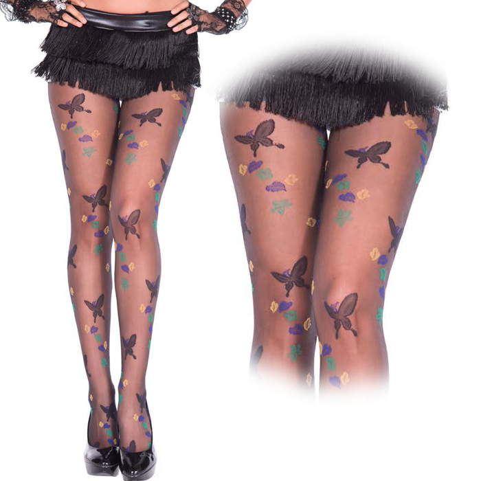 Music Legs バタフライとフラワー柄のセクシーパンスト拍卖