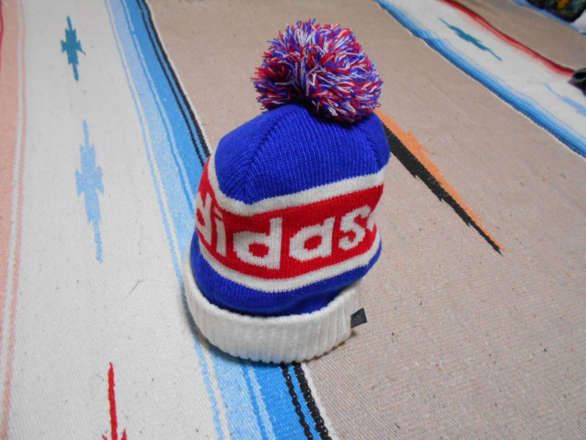 1980S ADIDAS アディダス オールドスクール トリコロール ニットキャップ ビーニー BREAK DANCE B-BOY SKATEBOARD REGGAE BOB MARLEY拍卖