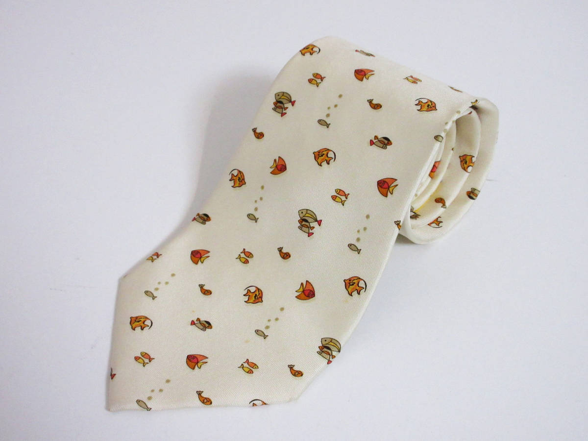 サルヴァトーレフェラガモ Salvatore Ferragamo シルク100% ネクタイ 魚 yg364拍卖