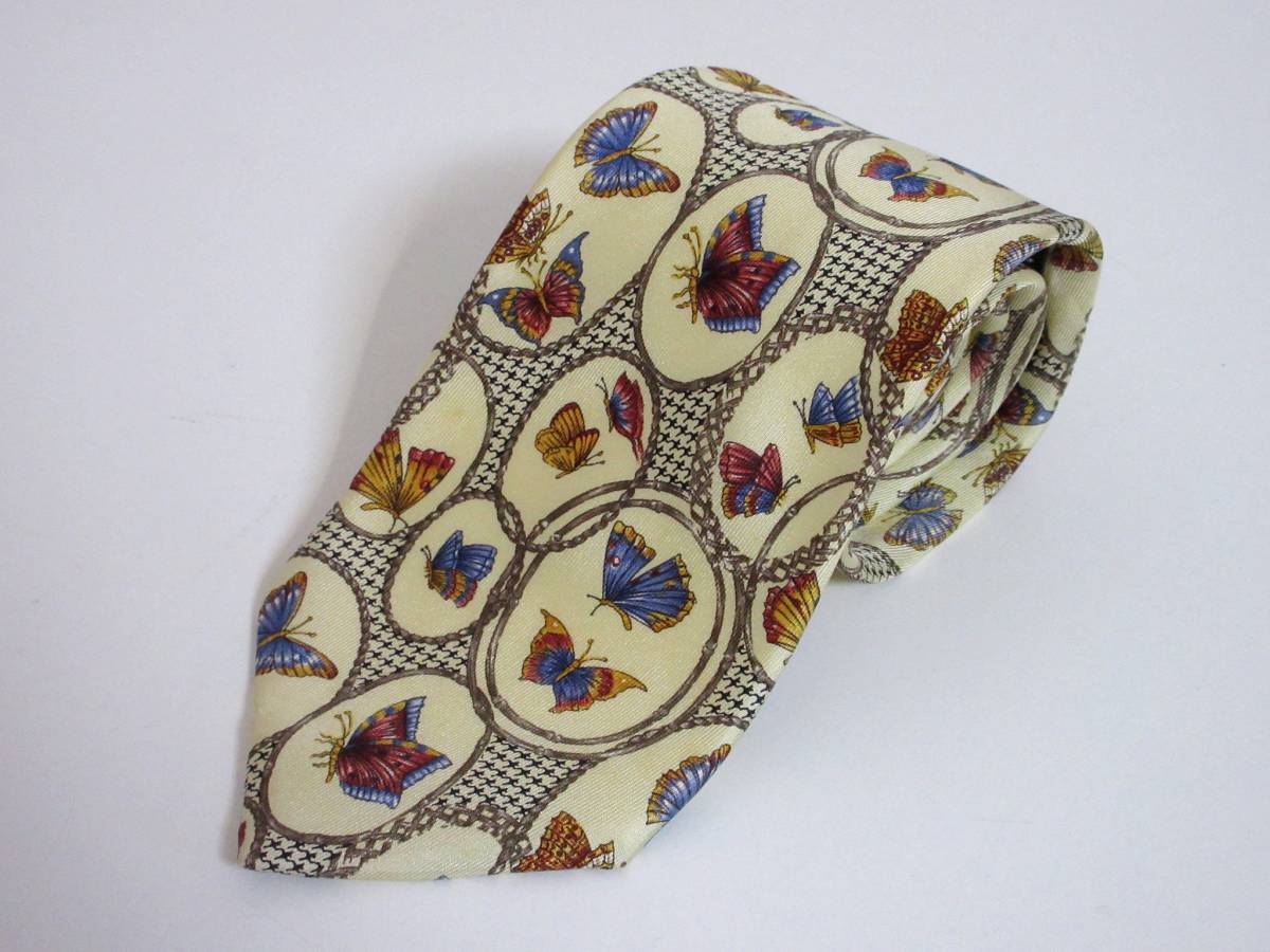 クリスチャンディオール Christian Dior 蝶々 シルク100% ネクタイ yg384拍卖