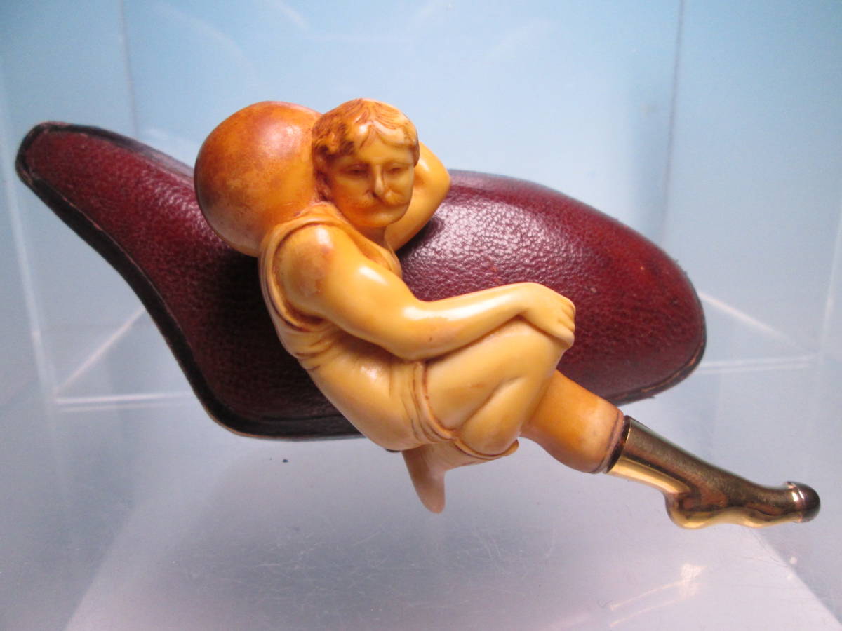 ☆ビンテージパイプ REAL MEERSCAHAUM REAL AMBER パイプ 23,2g 共ケース付 天然琥珀?拍卖