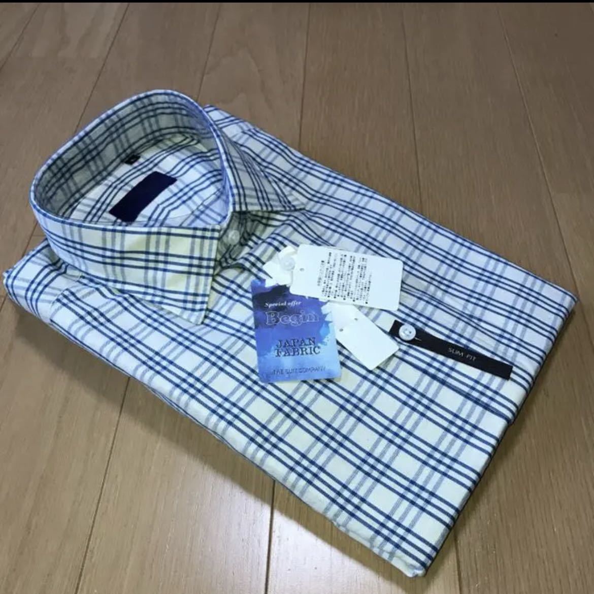 スーツカンパニー &Begin ダブルネーム カジュアルシャツ サイズMチェック拍卖