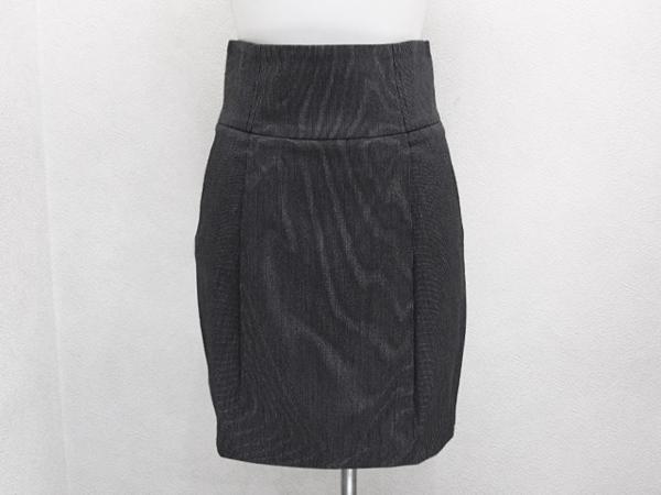 Solemio ピンストライプスカート 濃炭色チャコールグレー レディースS / ソレミオ女性拍卖