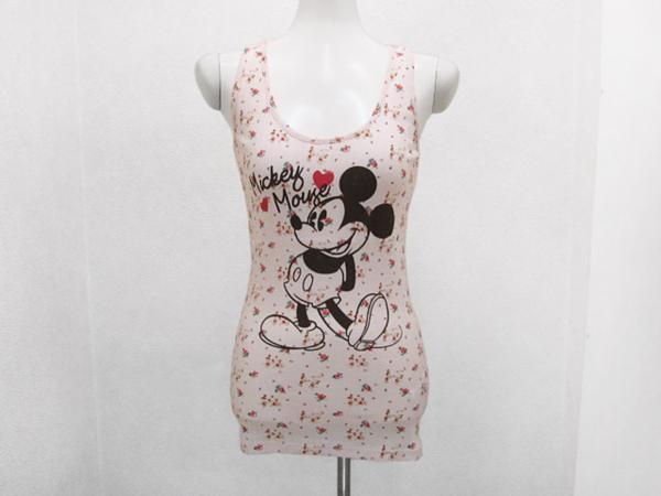 TTU 総花柄ミッキー プリントタンクトップ 桃色ピンク レディースM / ディズニーTシャツ女性拍卖
