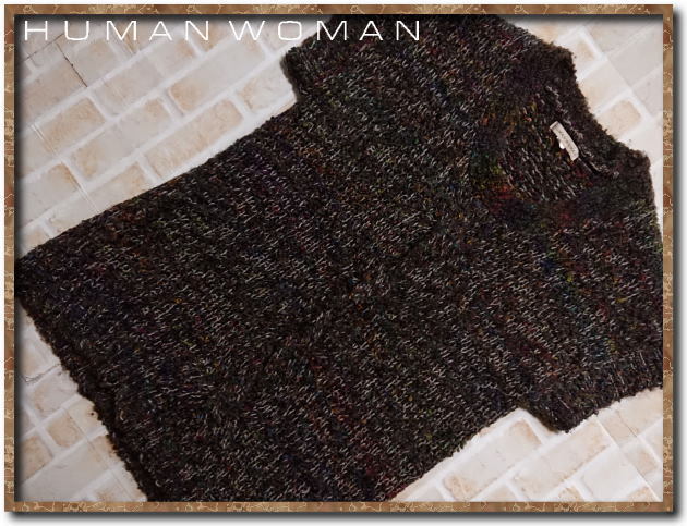 ☆HUMAN WOMAN ヒューマンウーマン モヘヤアルパカ混ニットチュニック 茶☆拍卖