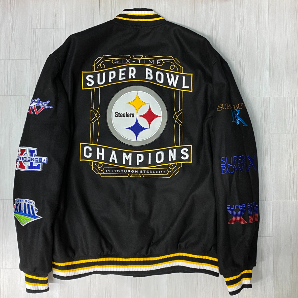 USA正規品 【3XL】 JHデザイン Steelers ピッツバーグ スティーラーズ 限定 NFL スーパーボウル チャンピオンズ リバーシブル スタジャン 拍卖