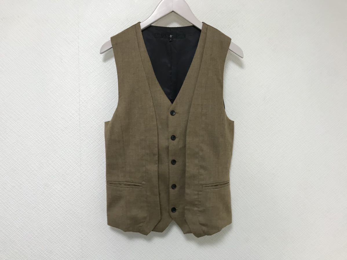 本物ノーアイディーNOID.ウール重ね着ジレベストスーツビジネスメンズ茶ブラウン1S拍卖