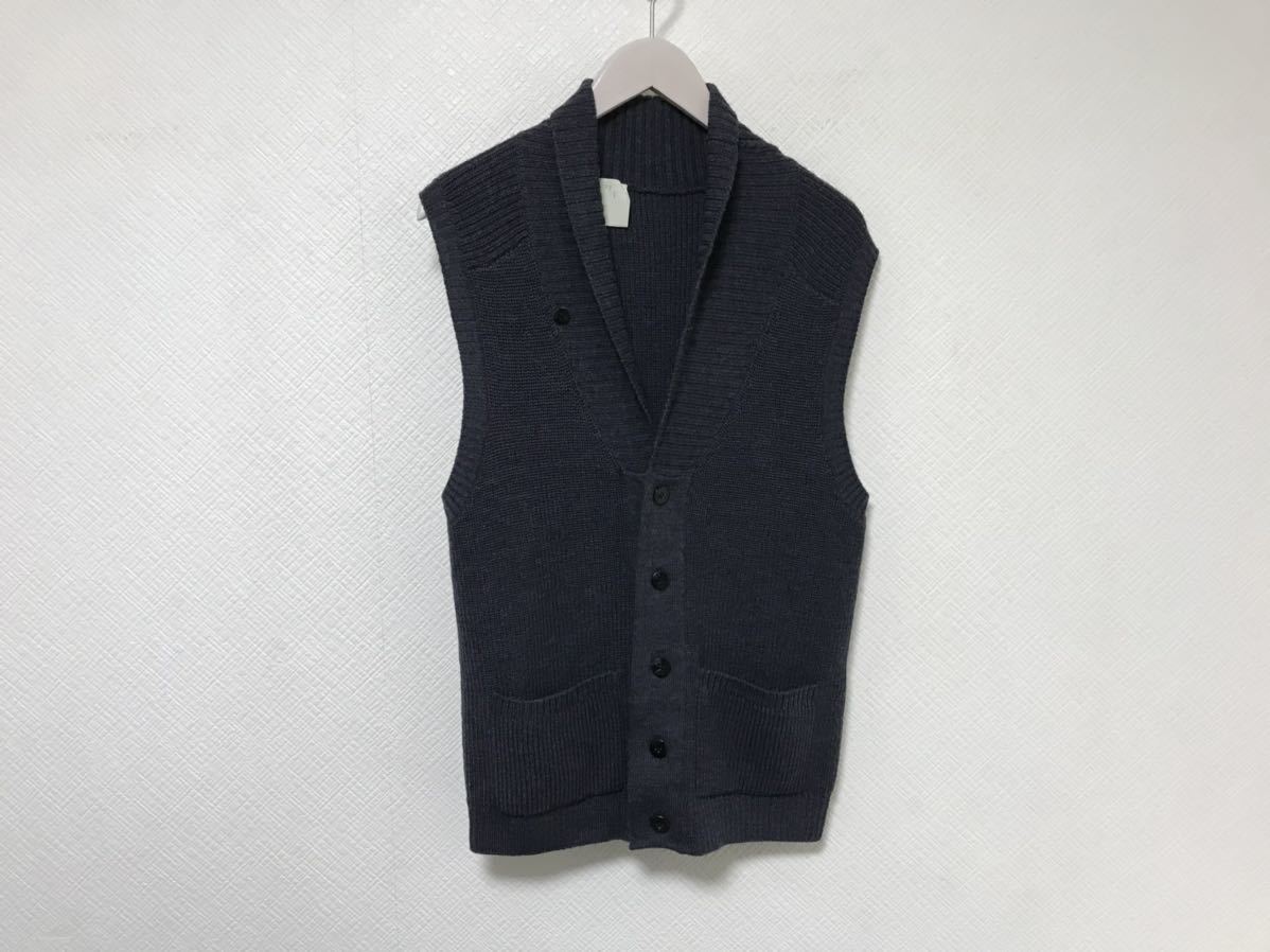 本物エヌハリウッドN.HOLLYWOODエヌハリウールニットセーターケーブル編みベストジレカーディガンスーツビジネスメンズ38Mパープル紫拍卖