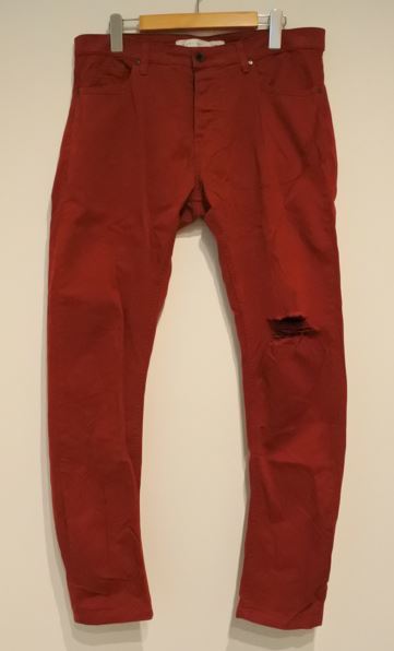 ZARA MAN ザラ ダメージジーンズ ボトムス 32 レッド ymdnrk a201h②1210拍卖