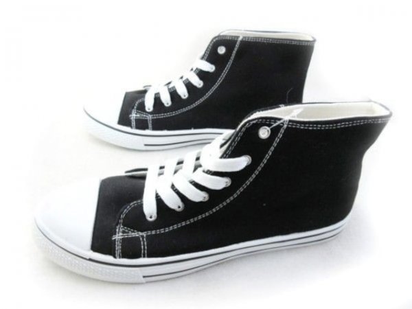 1円~AL497新品AAAミッドカット/レースアップスニーカー22黒Kids拍卖