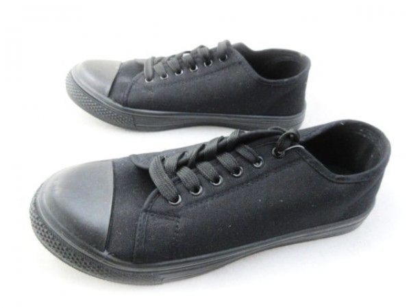 1円~AL494新品AAAローカット/レースアップスニーカー21㌢黒Kids拍卖