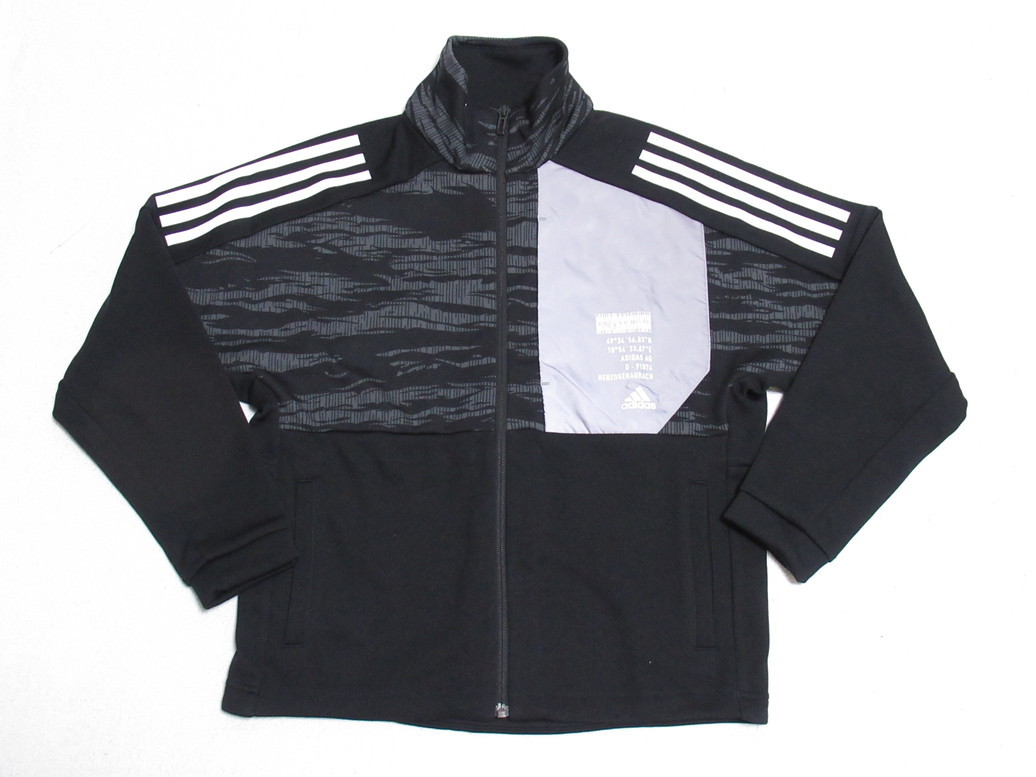 adidas ジュニア ジャケット ジャージ 黒 160 アディダス ジャージ スウェット 運動着 リフレクター 反射 GD9171拍卖