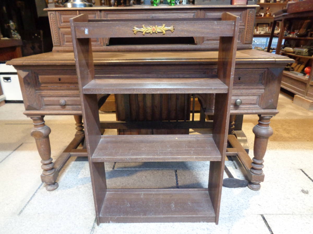 【木製組み立て式4段本棚】ブックスタンド収納家具インテリアコレクションケース木製板ガーデニング古道具アンティーク骨董インダストリア拍卖