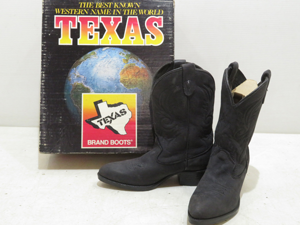 【M6474s】 TEXAS キッズ ウェスタンブーツ スウェード ネイビー サイズ1D 使用浅/レザー 本革 子供用 子供靴 カウボーイブーツ ブーツ 拍卖