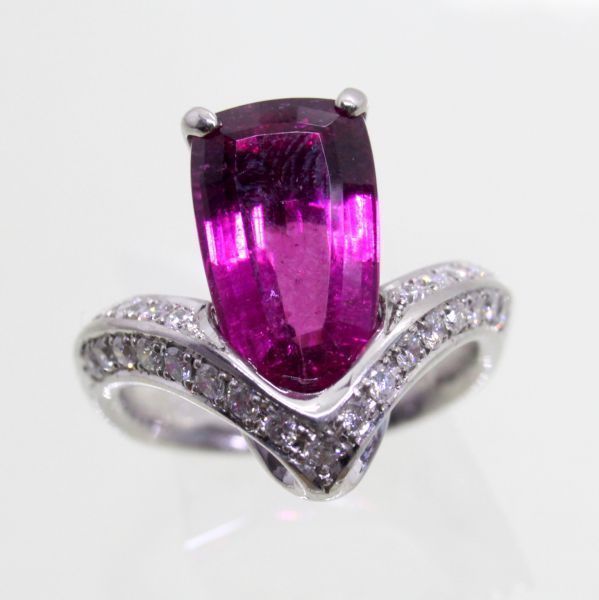 ◎中古美品◎プラチナ トルマリン 7.21ct ダイヤ 0.62ct リング 14号拍卖