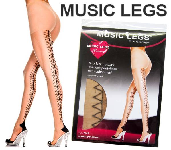 46A)MUSICLEGSバックレースストッキングベージュセレブダンサー拍卖