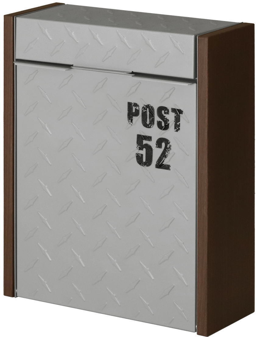 壁掛けポスト チェッカープレート模様 yama73107グレー<ポスト 壁掛け 玄関 郵便受け 郵便ポスト メール ボックス レター post pst>拍卖