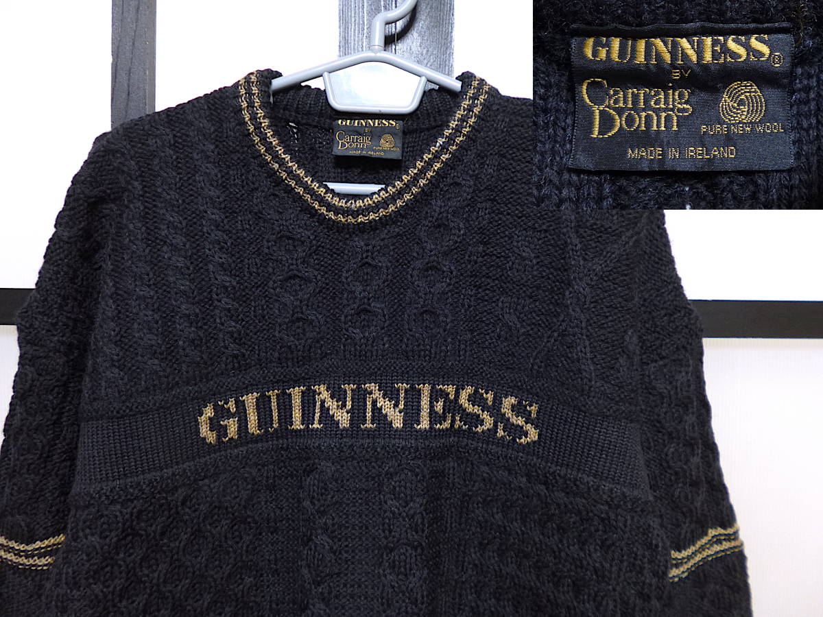 ギネスビール アランニット キャレイグドン製 アイルランド製 / セーター GUINNESS BEER CARRAIG DONN aran knit MADE IN IRELAND拍卖