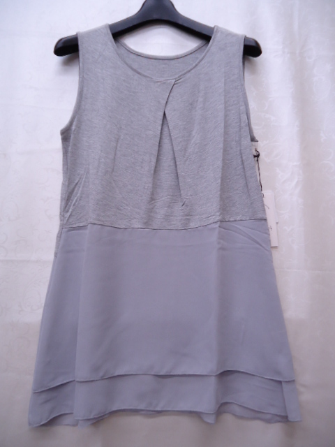 【KCM】tor-134★新品★【Comme une Femme/コムアンファム】レディース 裾切替 ノースリーブ チュニック グレー系 サイズ 38拍卖