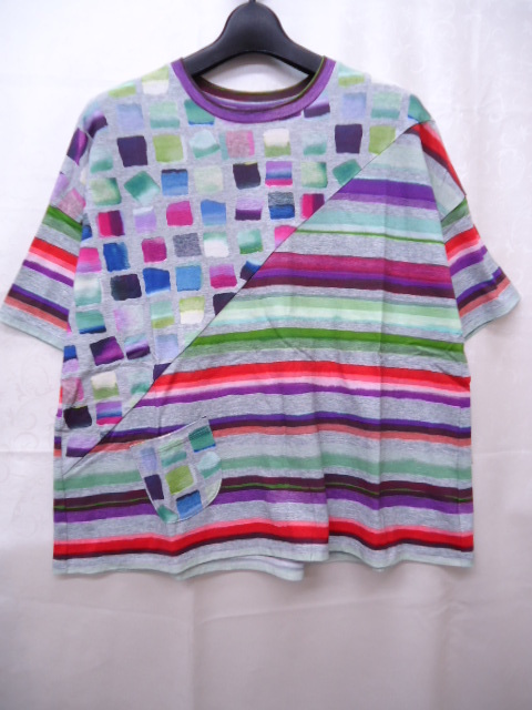 【KCM】tor-175★新品★【RENAULT BIS/ルノービス】レディース ゆったり 半袖Tシャツ グレー系 サイズ 9号 日本製拍卖