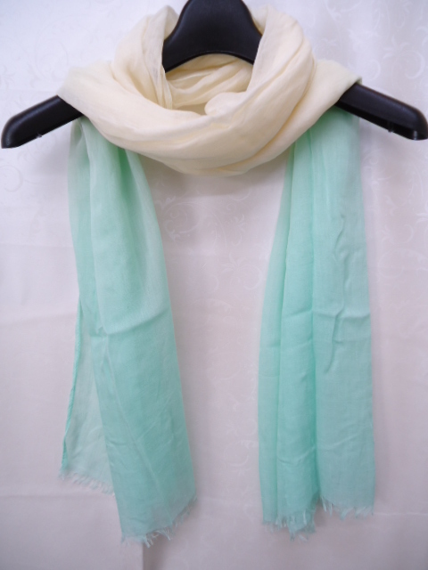 【KCM】tor-186★新品★モダール100% ストール クリーム/ブルー系 約52×180cm拍卖