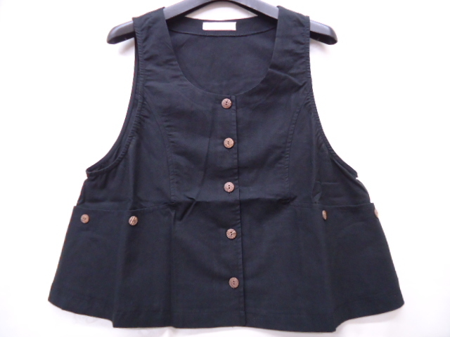 【KCM】tor-142★新品★【Torremolinos/トレモリーノス】レディース コットン ゆったり ベスト ブラック サイズ M~L拍卖
