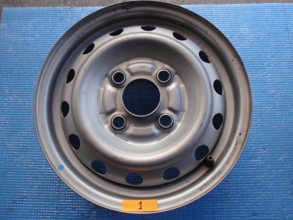 ① ホンダ 純正 鉄チン・スチールホイール 12×3.50B +40(手測り) 100 4H ハブ56mm 1本のみ 拍卖