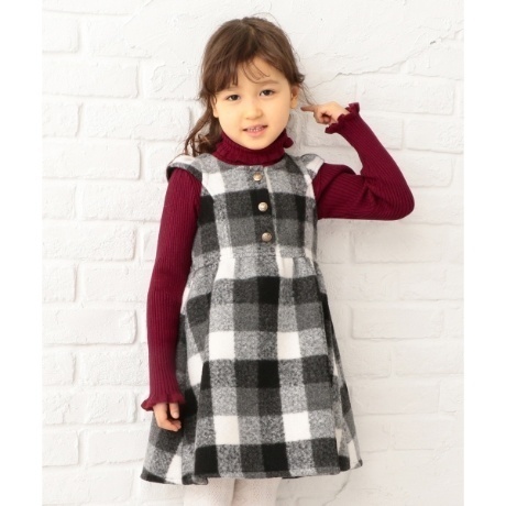 99 新品 組曲 anyFAM 130cm 起毛 裏起毛 あったか パイル ワンピース 子供用 女の子 ブラック 黒 白 ホワイト エニィファム拍卖