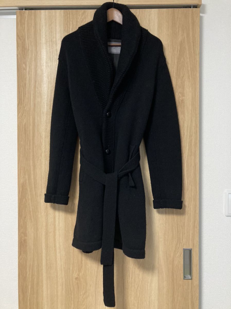 送料込 ユナイテッドアローズ ガウンニットコート L ブラック ロングコート united arrows 黒 coat拍卖