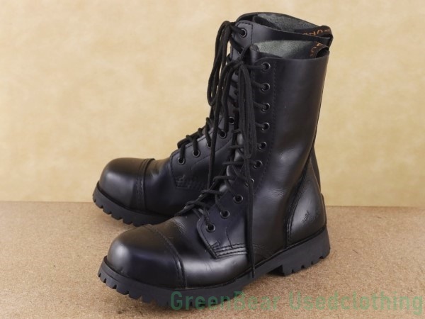 Q196◆レディース【PURE TRASH】レディースブーツ スチールトゥ 良い味 黒 ブラック 24.5~25cmくらい拍卖