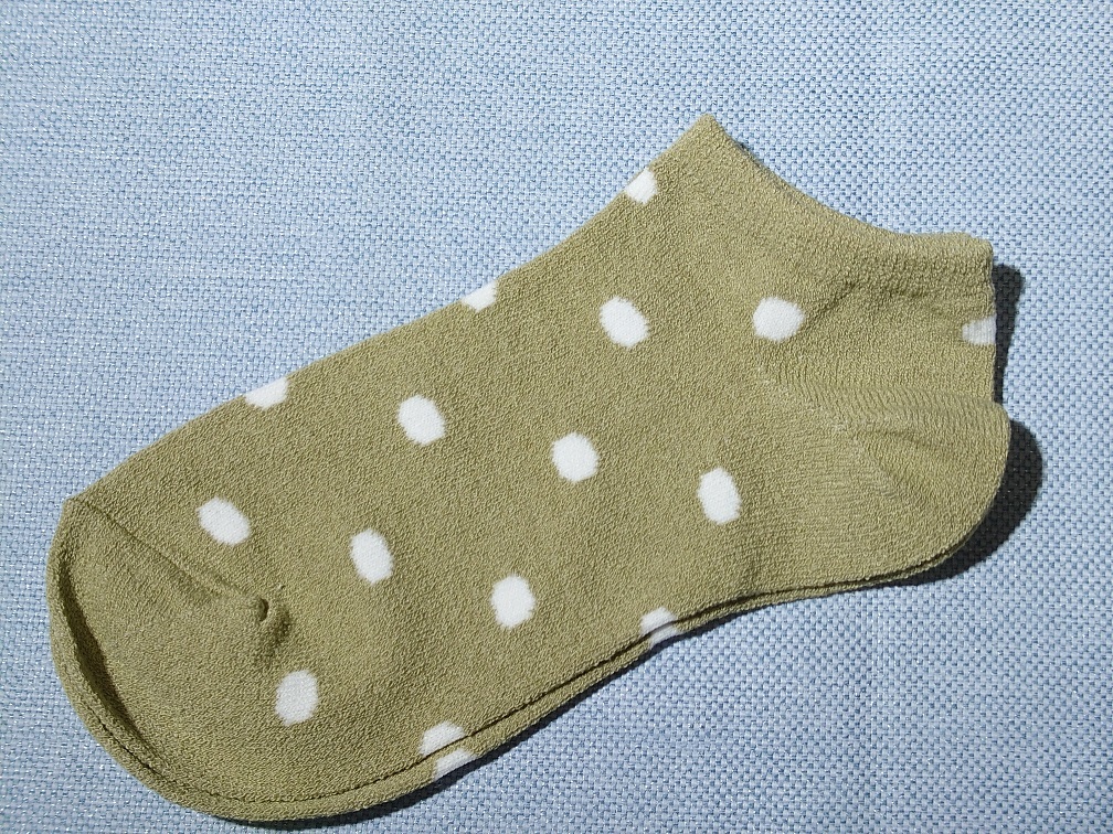 スニーカソックス 水玉 カーキ 22~24cm拍卖