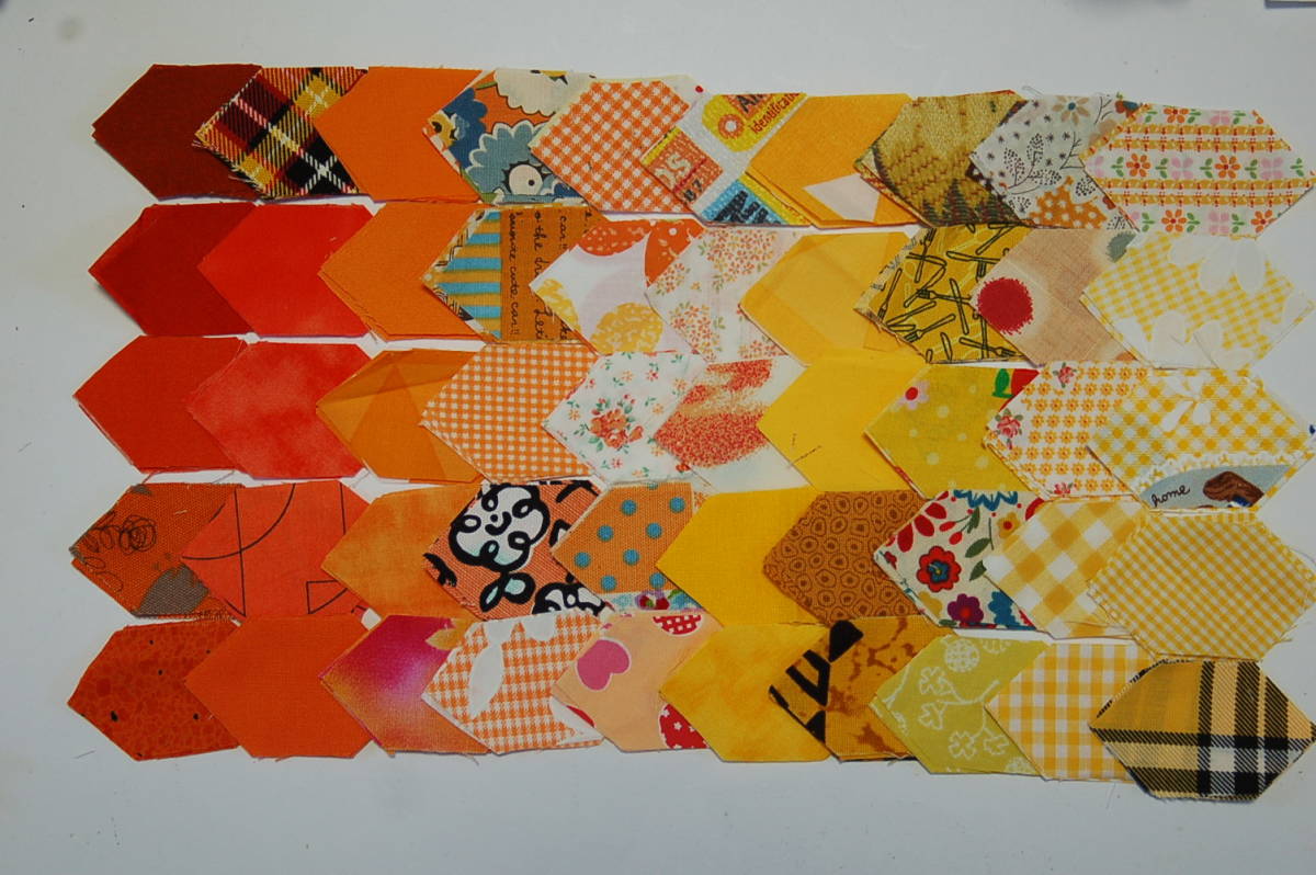 カットクロス パッチワーク用 細長六角形16㎜ 150枚 №32拍卖