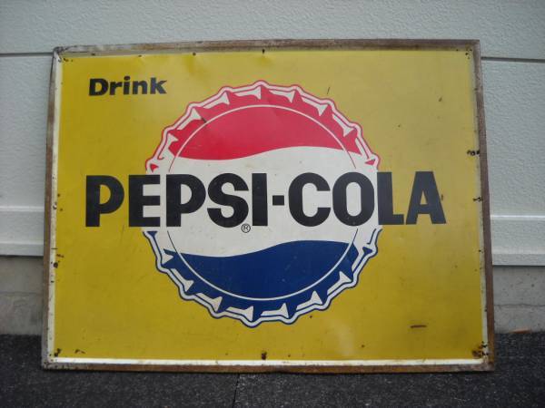 昭和初期 レトロ PEPSI ペプシ コーラ 大型 看板 90×120cm 程度上 当時物 Drink PEPSI-COLA 王冠拍卖