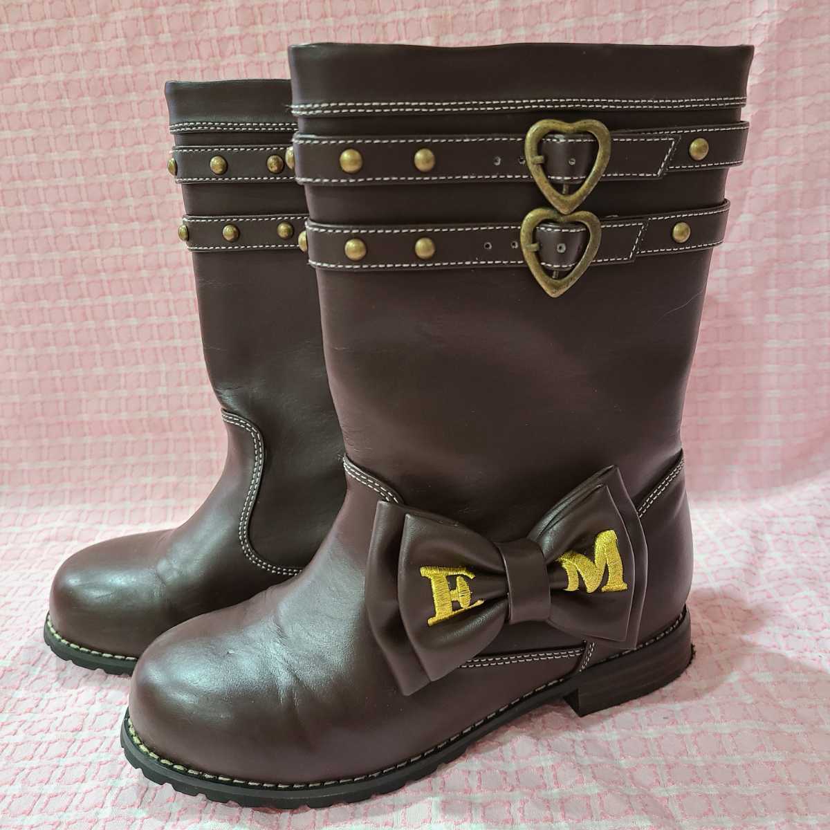 ★★アースマジック ブラウン ブーツ 23cm りぼん かわいい 大人顔負け 茶色 EARTHMAGIC R409-0005K拍卖