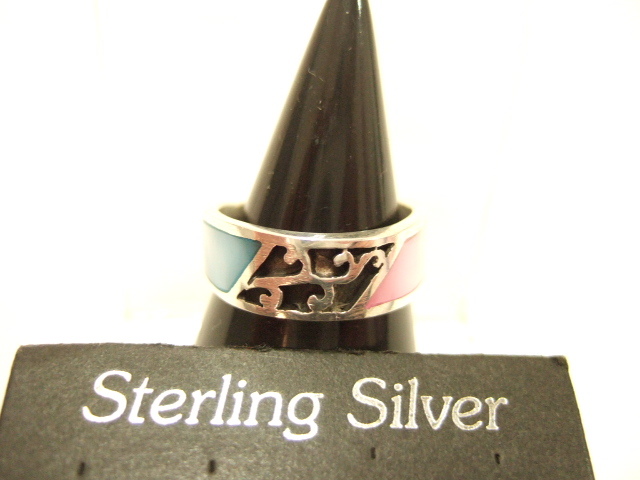 横浜最新 シルバー 925SILVER銀♪魅惑の平打ちシェルタイプリング レインボーカラー11~16号メンズレディース 送料220円ξgRξ ξ指輪b65z拍卖