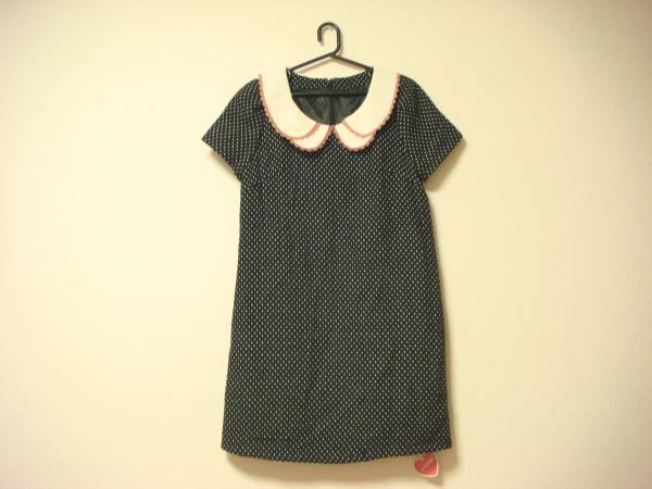 musemuse ロイヤルパーティー ドット柄 襟付き ツイード ワンピース タグ付き未使用 黒 新品 冬物拍卖