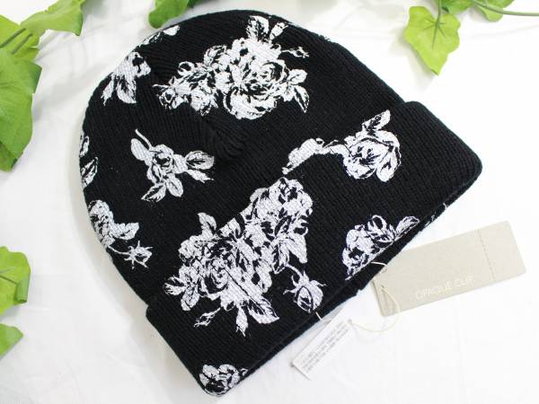 新品*オペークドットクリップ*花柄プリントニットキャップ帽子拍卖
